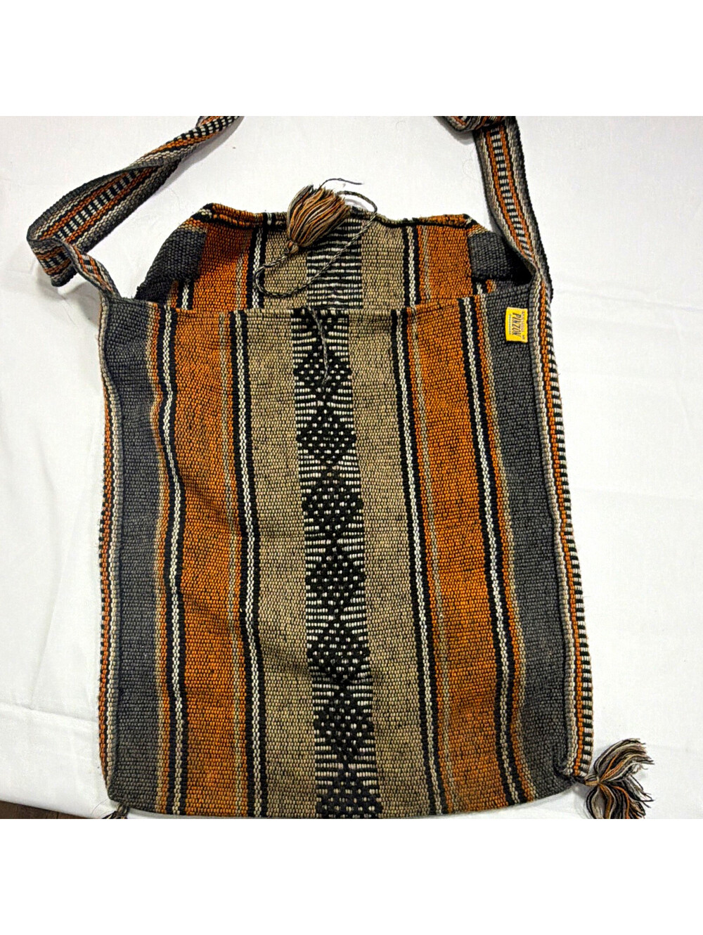Pinzon Striped Tassel Shoulder Bag Drawstring Adjustable Strap Medium Women